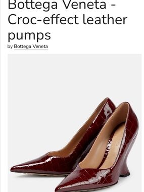 Bottega Veneta Wine Red Croc-Effect Pointed Pumps